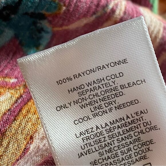 Express Floral Top Off Shoulder Tropical Ruffle Pink Purple Hawaiian - Picture 9 of 12